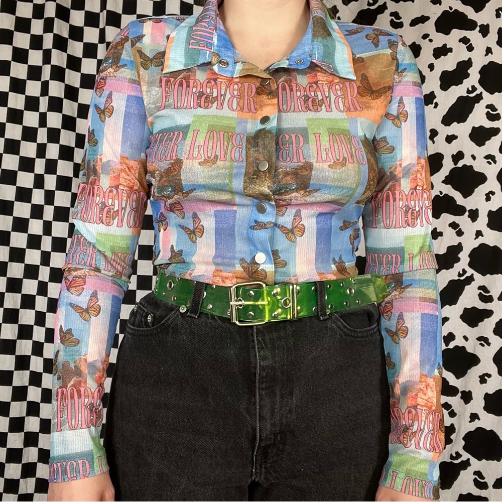 Princess Polly sparkly butterfly mesh top